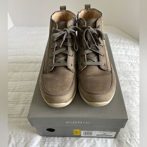 Vionic Slate Grey Zip & Lace Up Ankle Boots Suede Weather Resistant 7.5